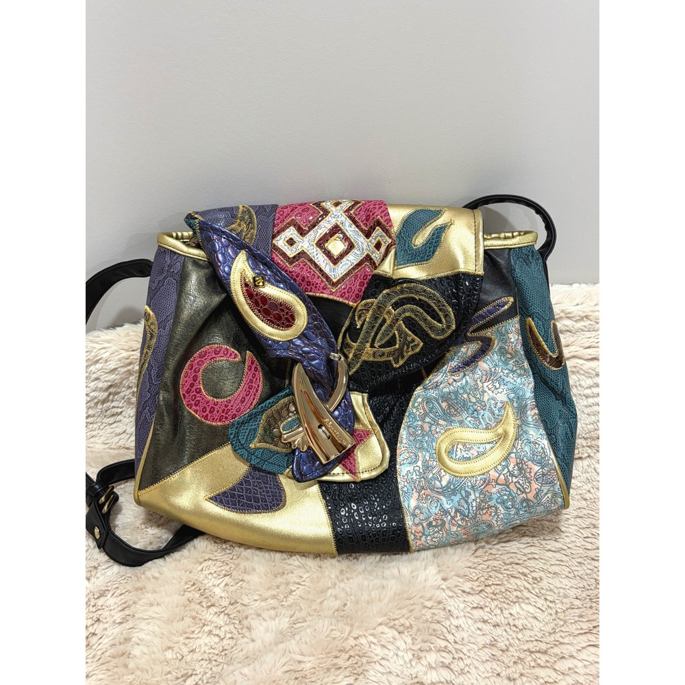 VTG 80s Alentino Patchwork Bag Whimsigoth Maximalist Paisley Metallic Crossbody